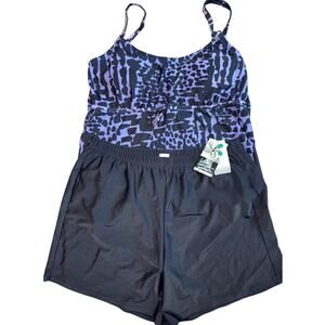 Island Escape Blue Printed Tankini – Size XL – New with Tags